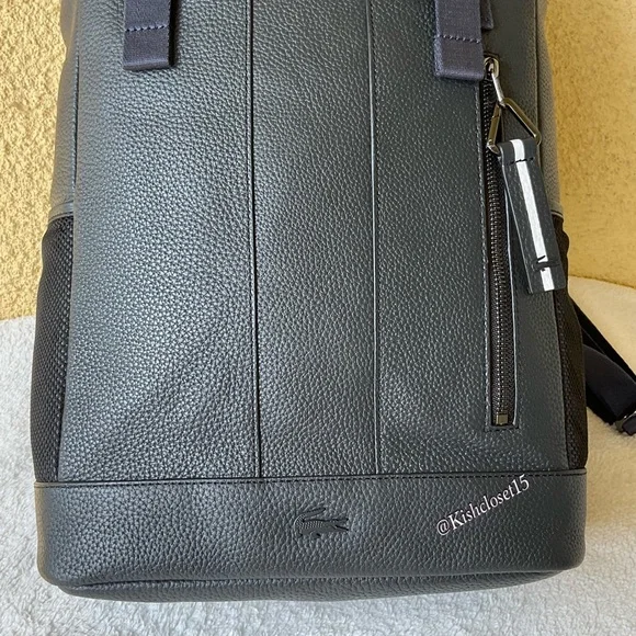 NWOT Lacoste Men's Altitude Genuine Cow Leather Flap Backpack - Picture 7 of 16